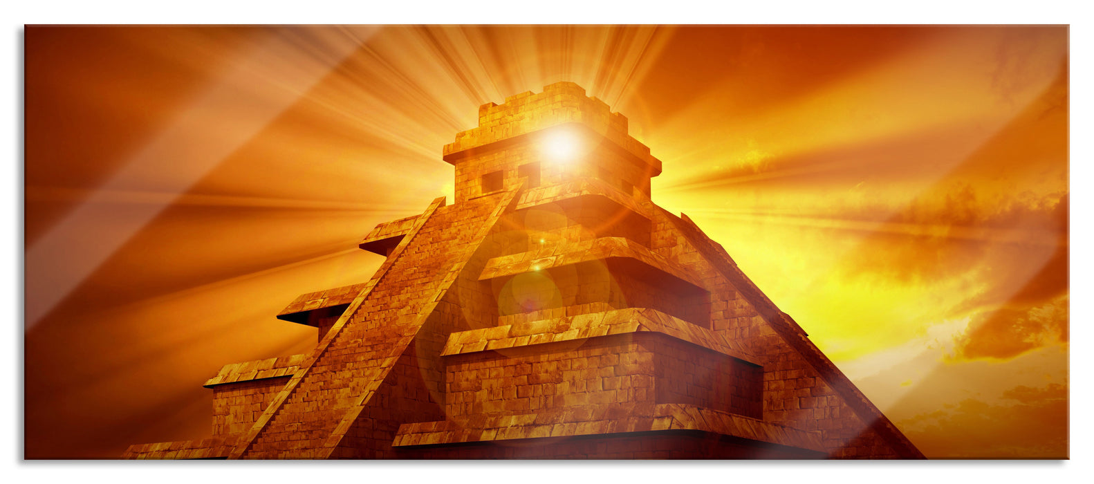 Pixxprint Prächtige Maya Pyramide, Glasbild Panorama