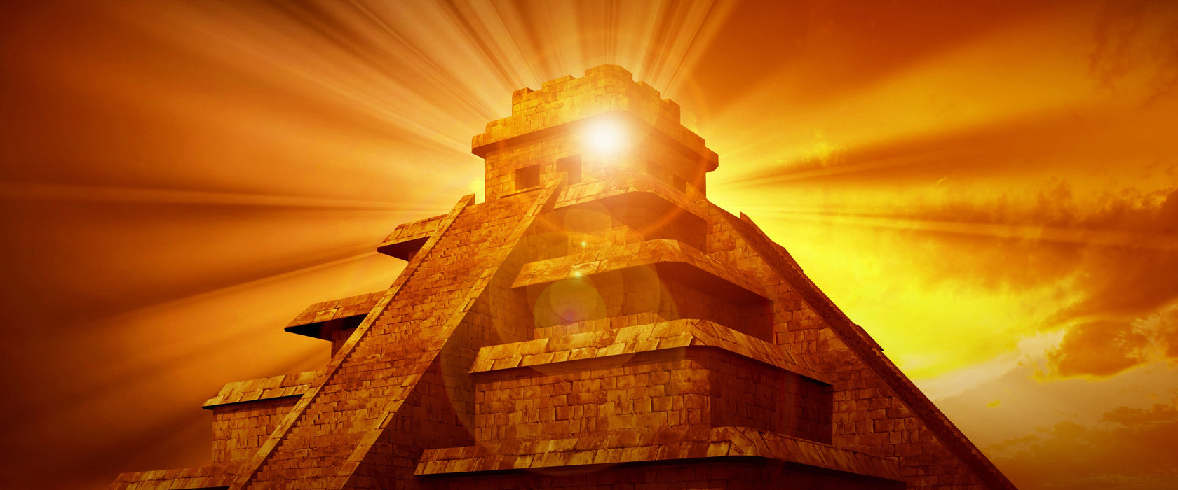 Prächtige Maya Pyramide, Glasbild Panorama