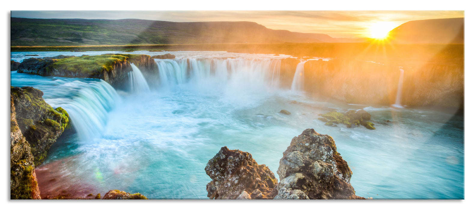 Wasserfall, Glasbild Panorama