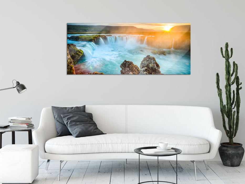 Wasserfall, Glasbild Panorama