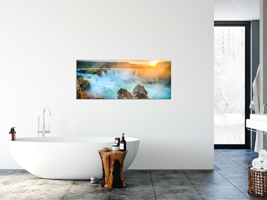 Wasserfall, Glasbild Panorama