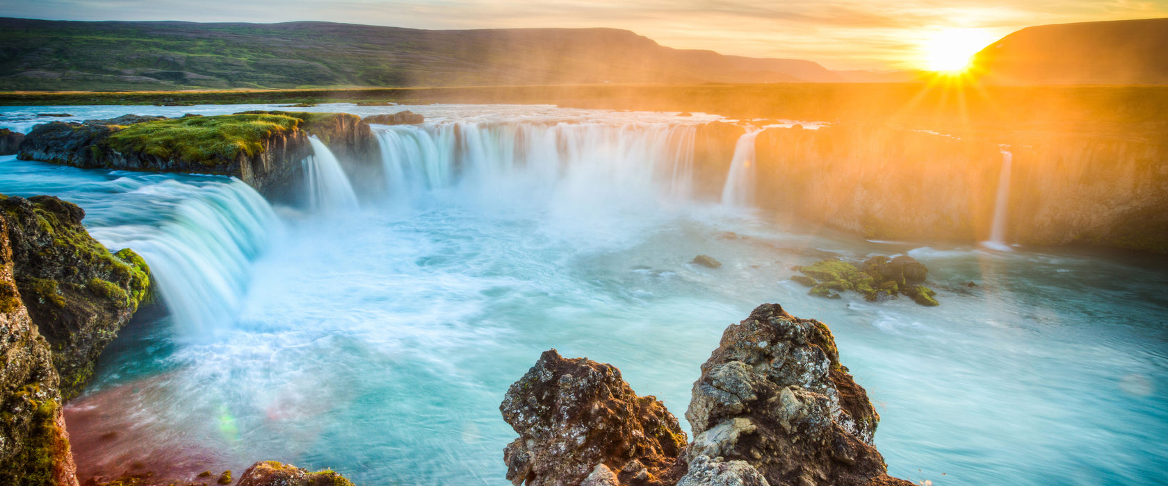 Wasserfall, Glasbild Panorama