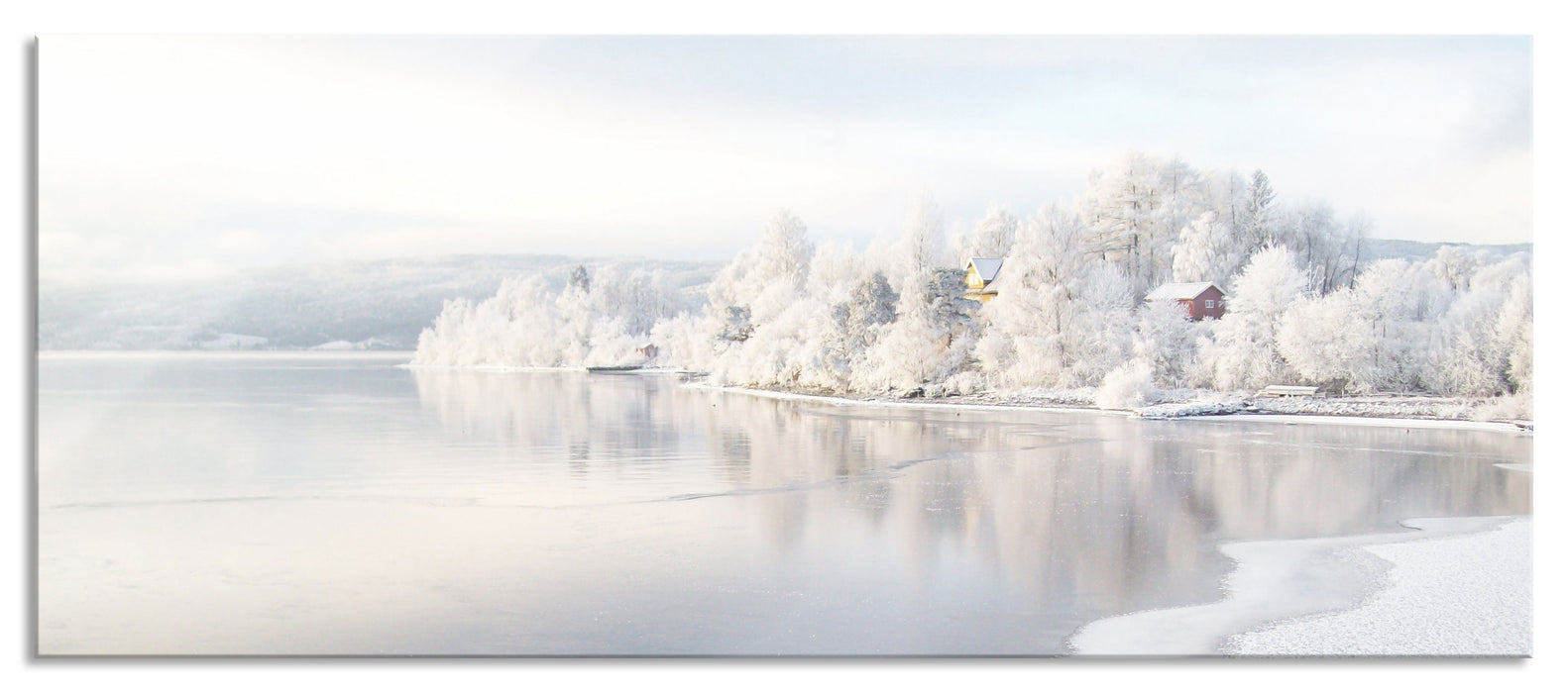 Atemberaubende Winterlandschaft, Glasbild Panorama