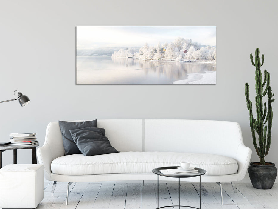 Atemberaubende Winterlandschaft, Glasbild Panorama