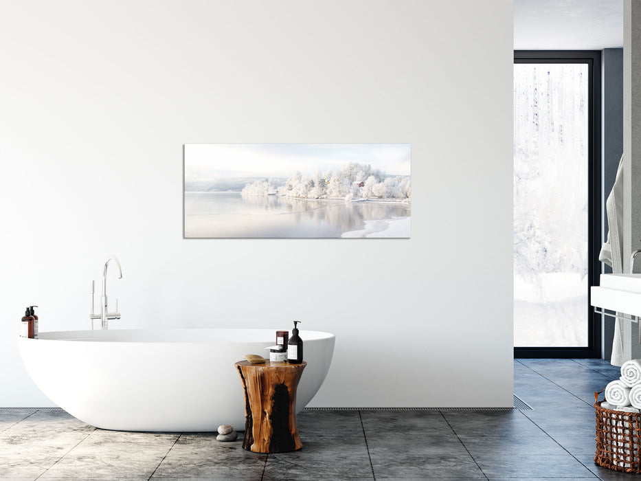 Atemberaubende Winterlandschaft, Glasbild Panorama