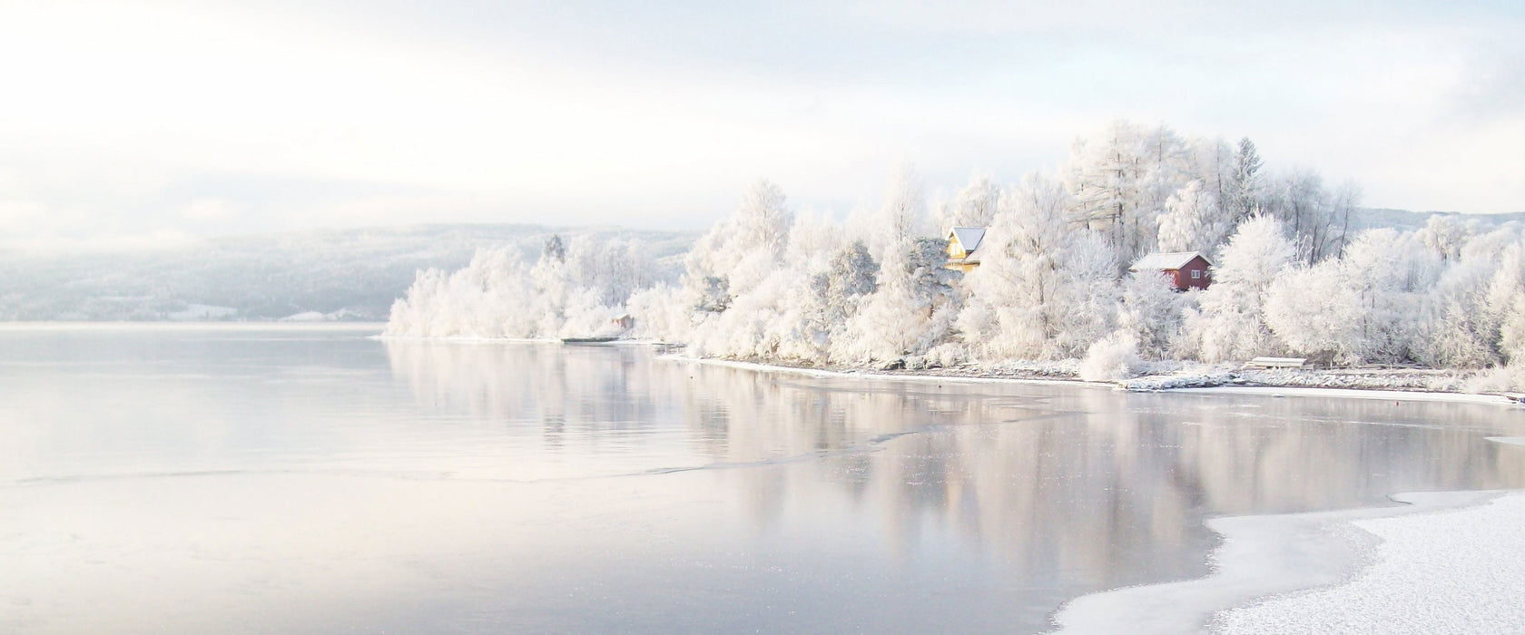 Atemberaubende Winterlandschaft, Glasbild Panorama