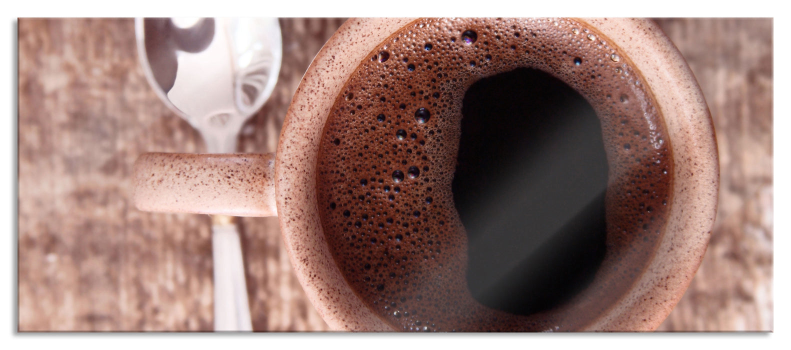 Tasse Kaffee, Glasbild Panorama