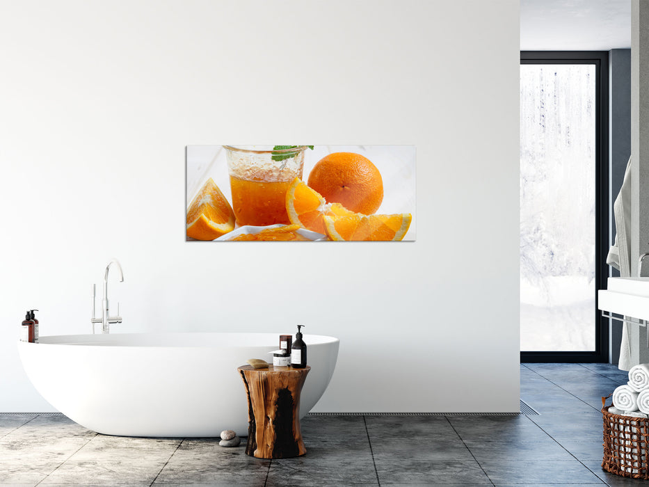 Frische Orangenmarmelade, Glasbild Panorama