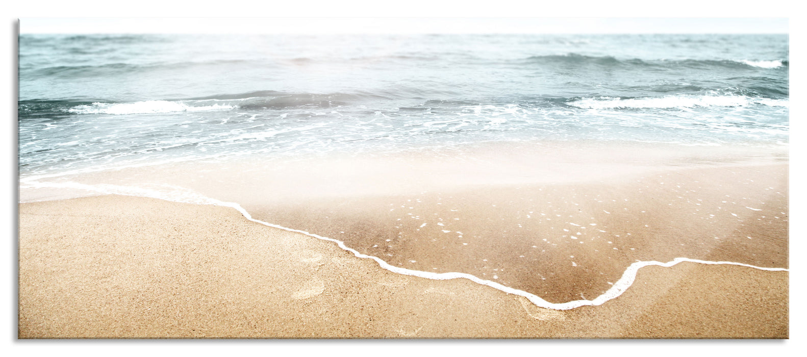 Wunderschöner weißer Sandstrand, Glasbild Panorama