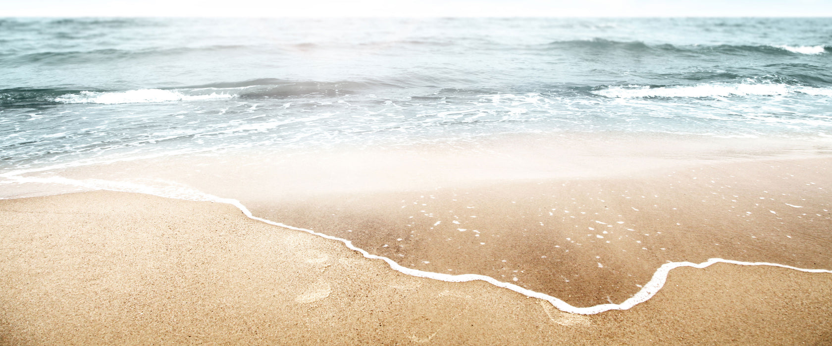 Wunderschöner weißer Sandstrand, Glasbild Panorama