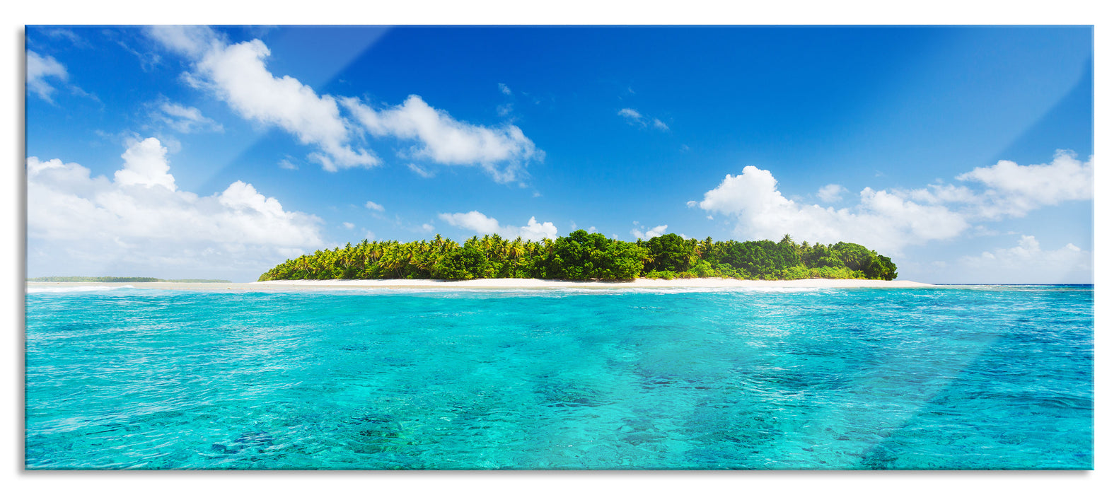 Traumhafte Insel, Glasbild Panorama