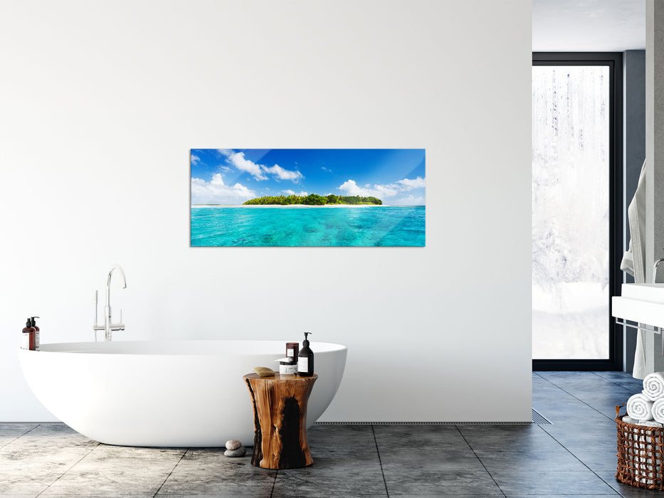 Traumhafte Insel, Glasbild Panorama