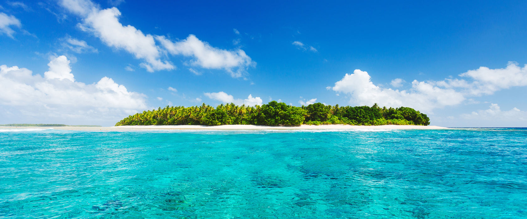 Traumhafte Insel, Glasbild Panorama