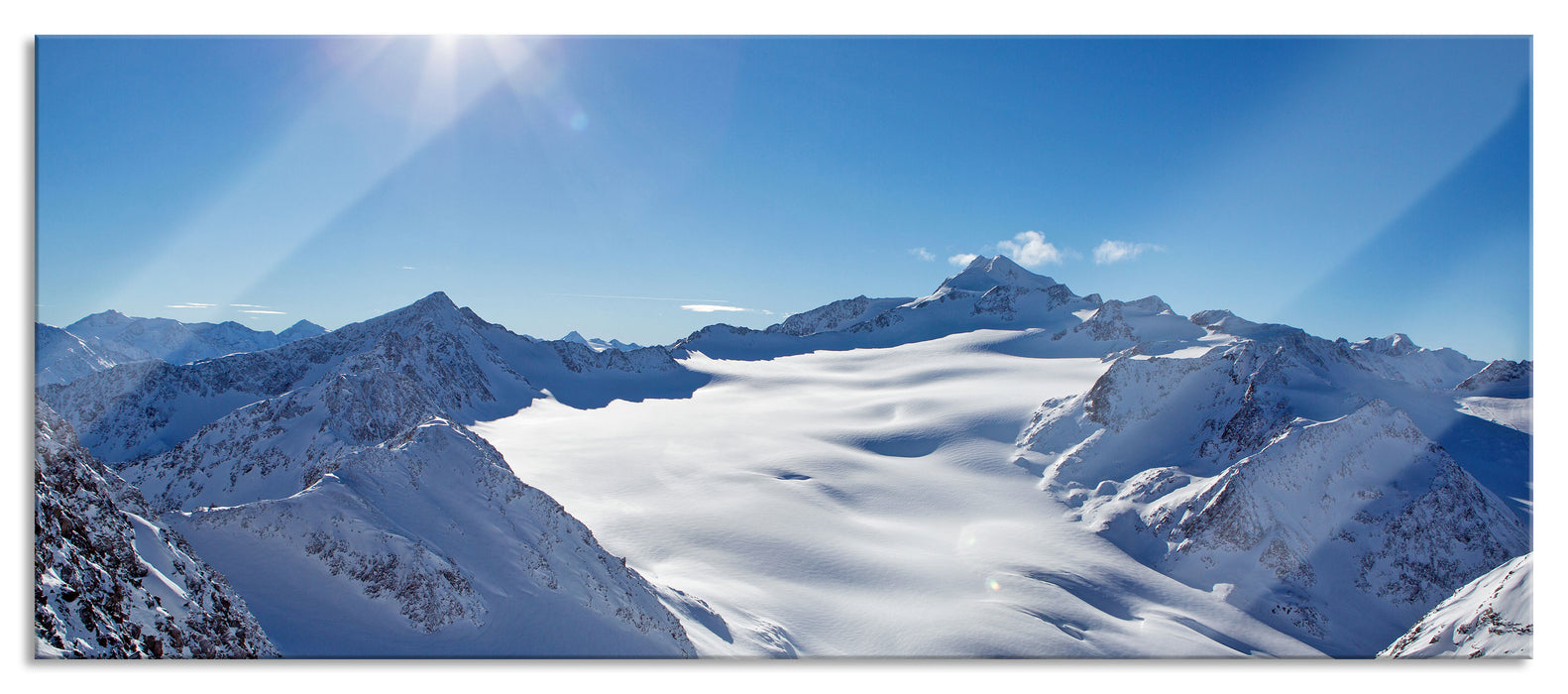 Atemberaubende Winterlandschaft, Glasbild Panorama