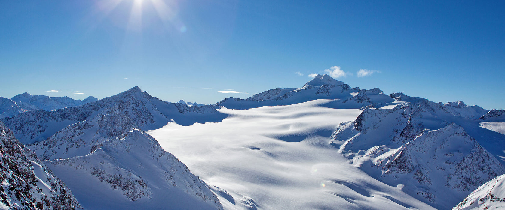 Atemberaubende Winterlandschaft, Glasbild Panorama