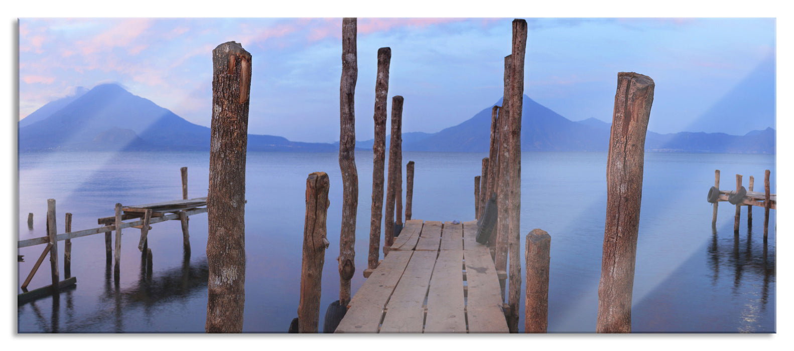 Pixxprint Holz im Wasser, Glasbild Panorama