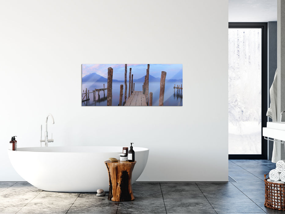 Holz im Wasser, Glasbild Panorama