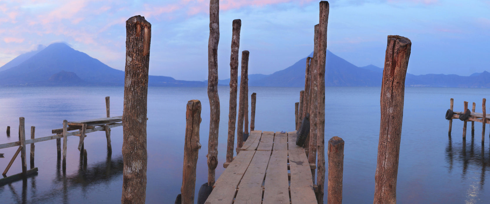 Holz im Wasser, Glasbild Panorama