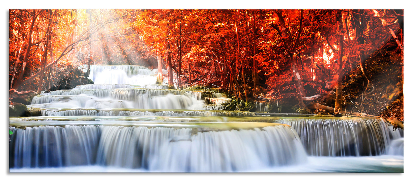 Bach in Herbstlandschaft, Glasbild Panorama