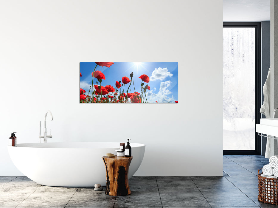 Mohnblumen, Glasbild Panorama