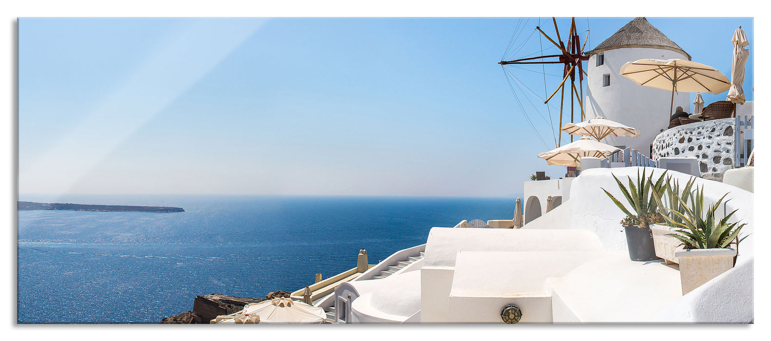 Pixxprint Stadt am Meer, Glasbild Panorama