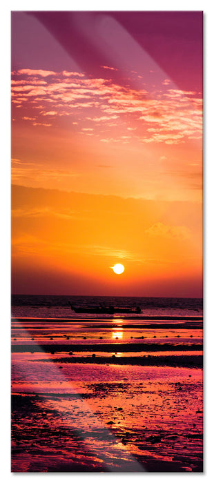 Pixxprint Sonnenaufgang über Meer, Glasbild Panorama