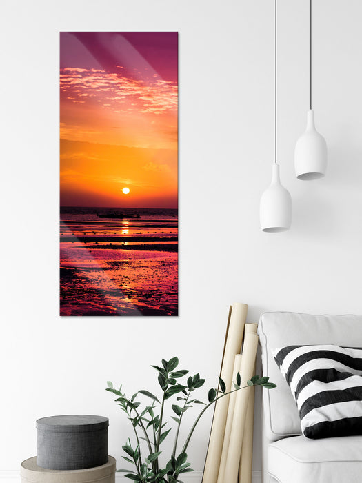 Sonnenaufgang über Meer, Glasbild Panorama