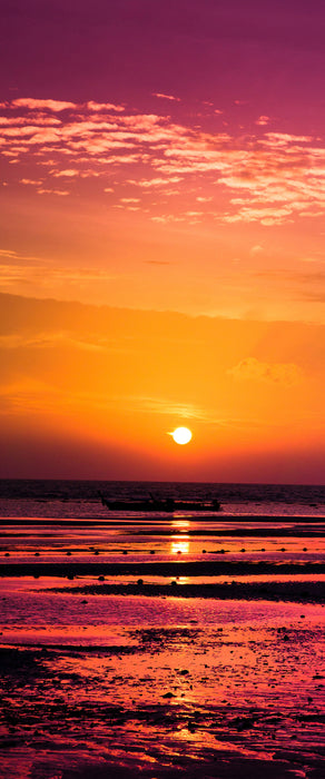 Sonnenaufgang über Meer, Glasbild Panorama