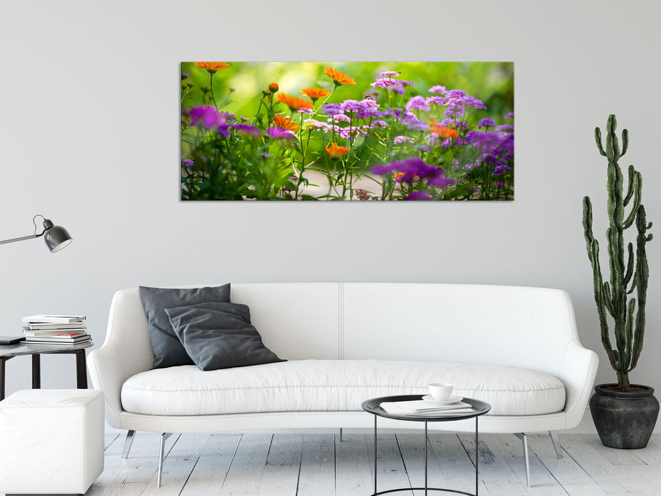 Blumenwiese, Glasbild Panorama