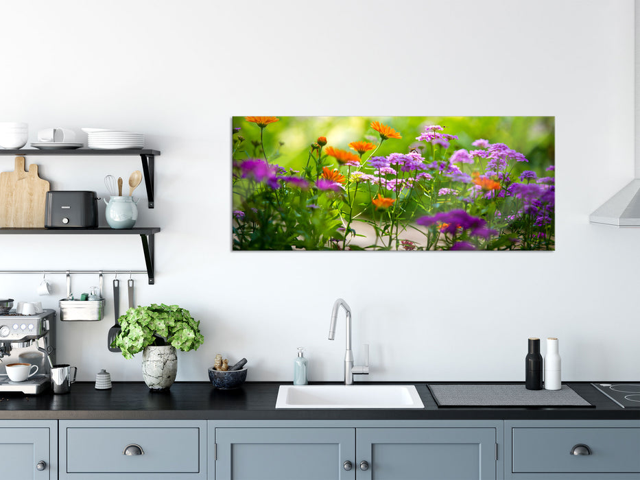 Blumenwiese, Glasbild Panorama