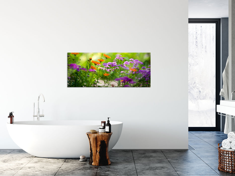 Blumenwiese, Glasbild Panorama