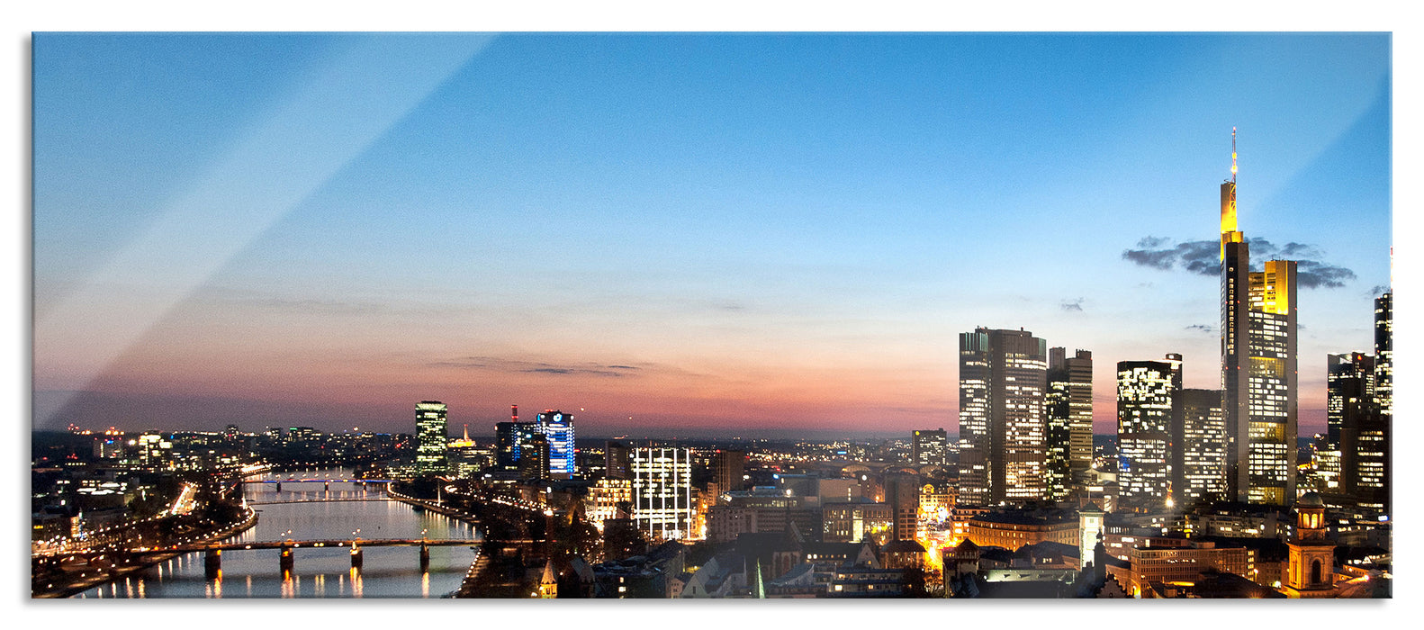 Pixxprint Frankfurt Skyline, Glasbild Panorama