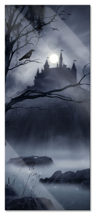 Pixxprint Düstere Burg, Glasbild Panorama