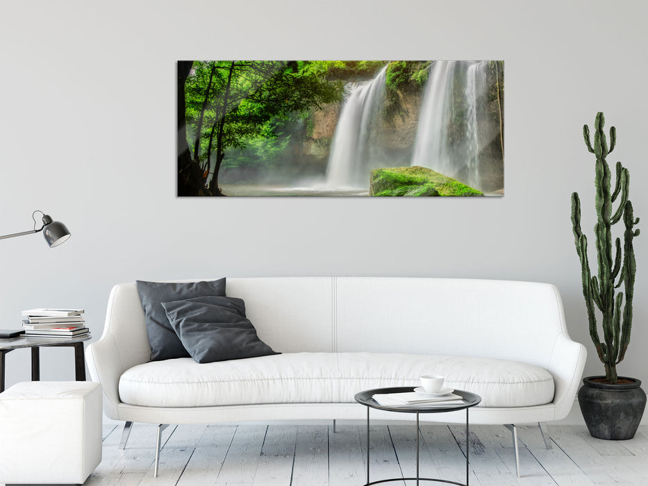 Wasserfall, Glasbild Panorama