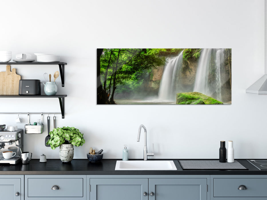 Wasserfall, Glasbild Panorama