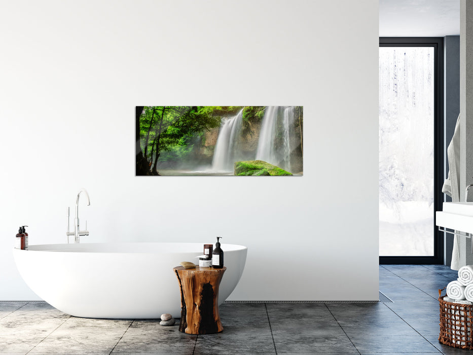 Wasserfall, Glasbild Panorama