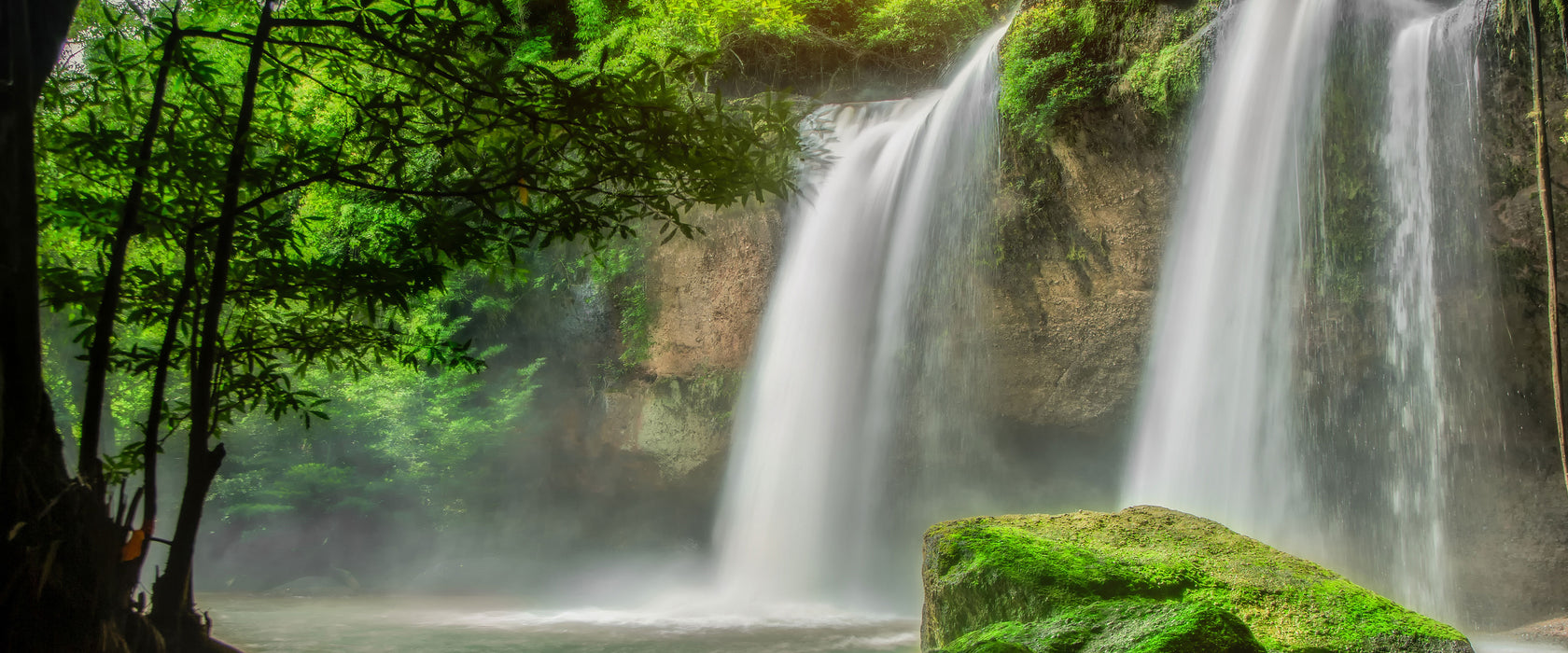 Wasserfall, Glasbild Panorama