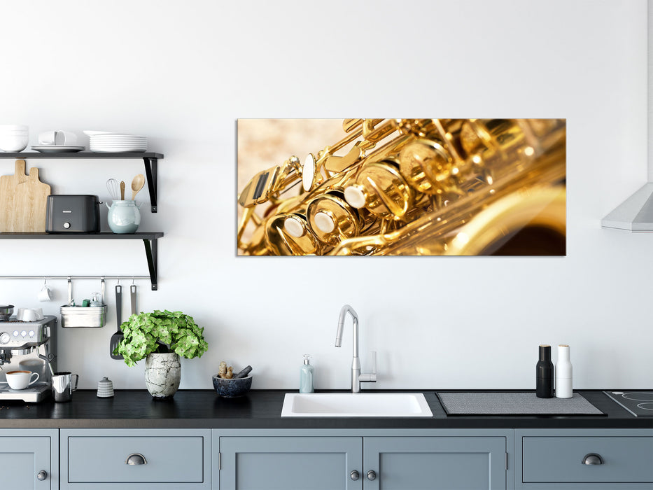 Saxophon, Glasbild Panorama