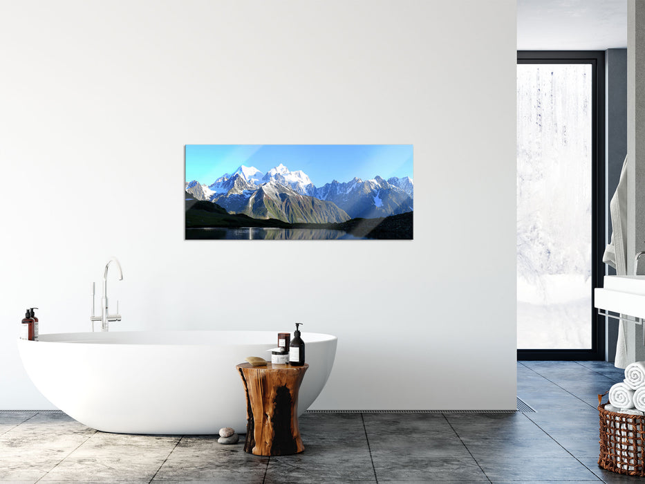 Berge am See, Glasbild Panorama