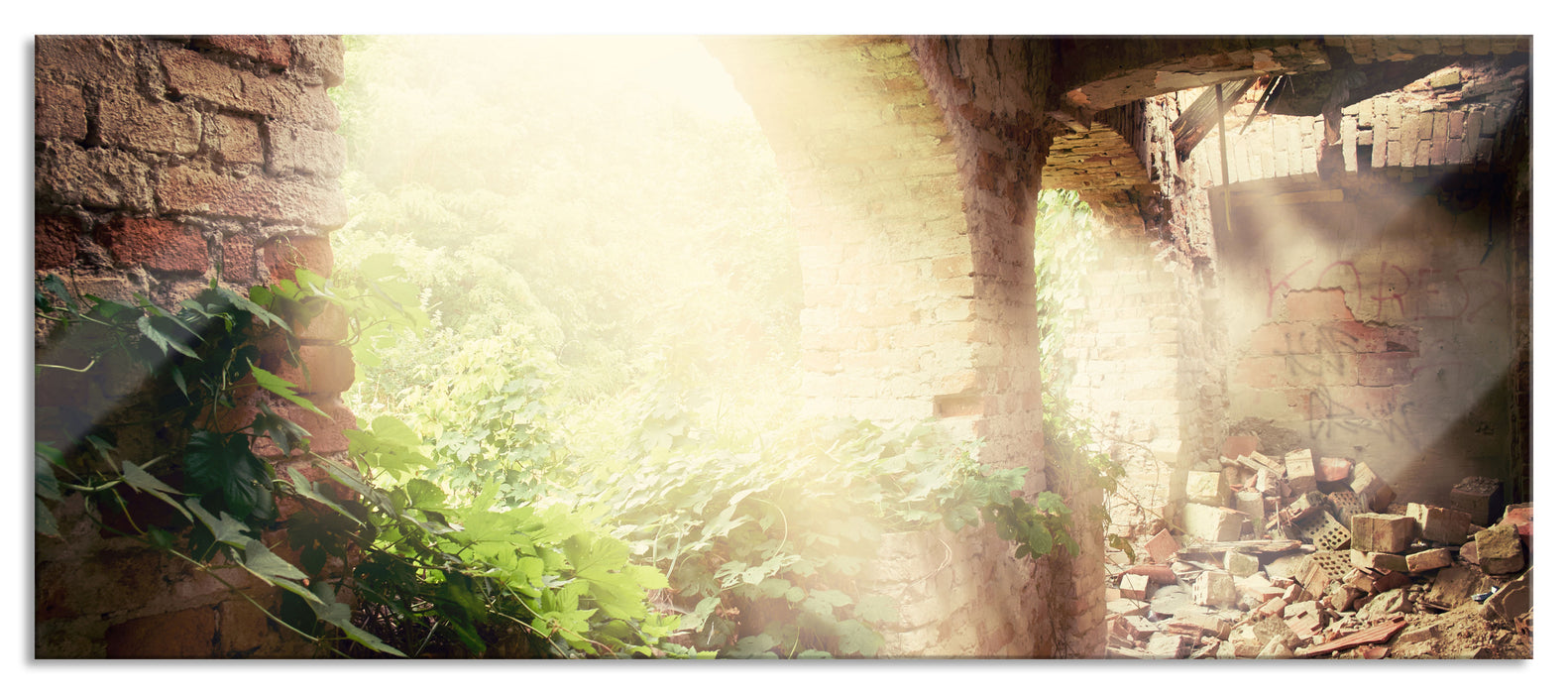 Pixxprint Alte Ruine, Glasbild Panorama