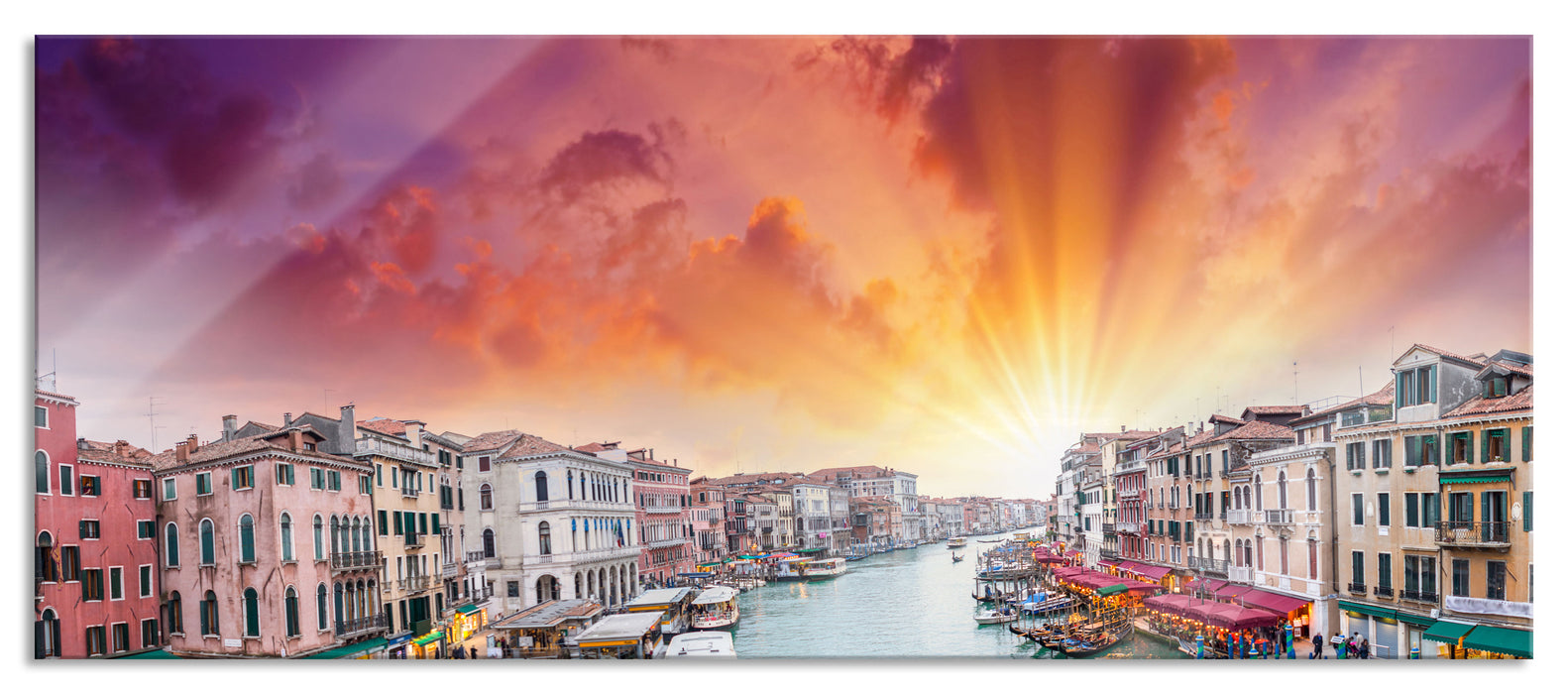 Pixxprint Venedig Fluss Häuser, Glasbild Panorama