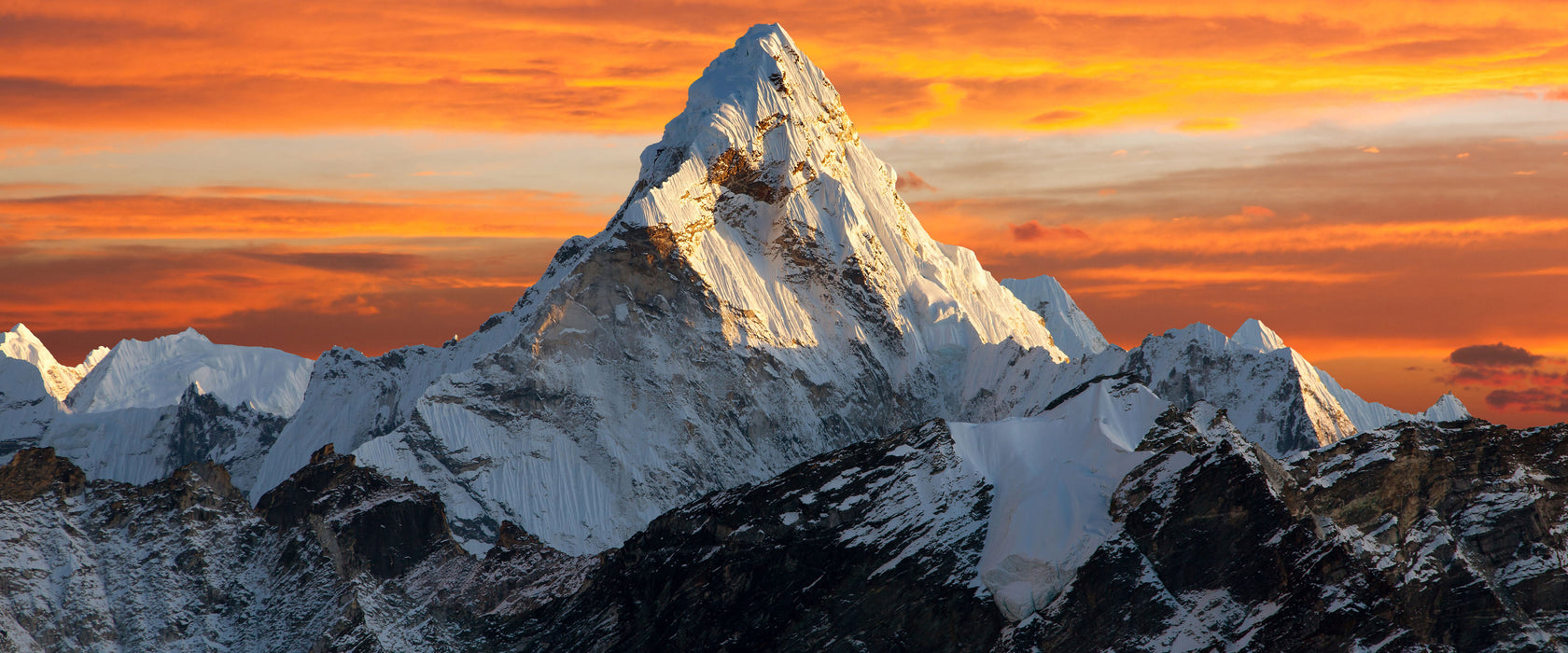 Berge in der Sonne, Glasbild Panorama