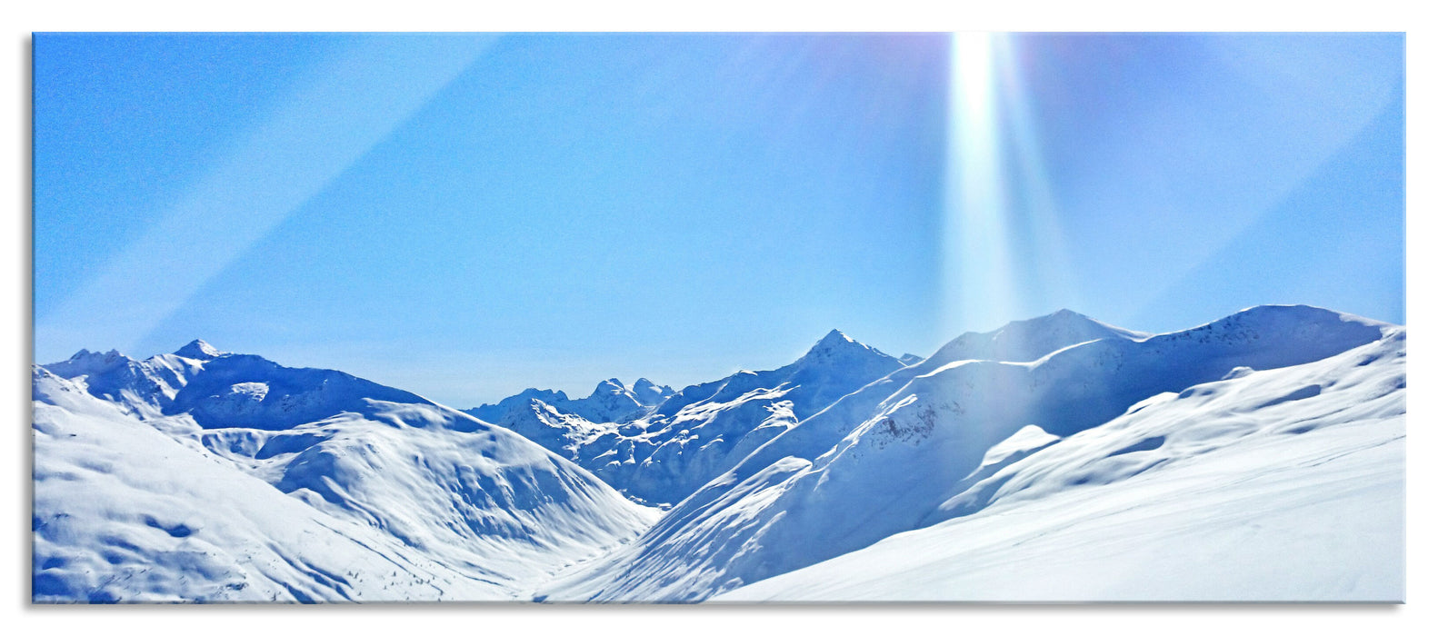 Pixxprint Schnee Berge, Glasbild Panorama