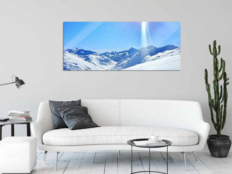 Schnee Berge, Glasbild Panorama