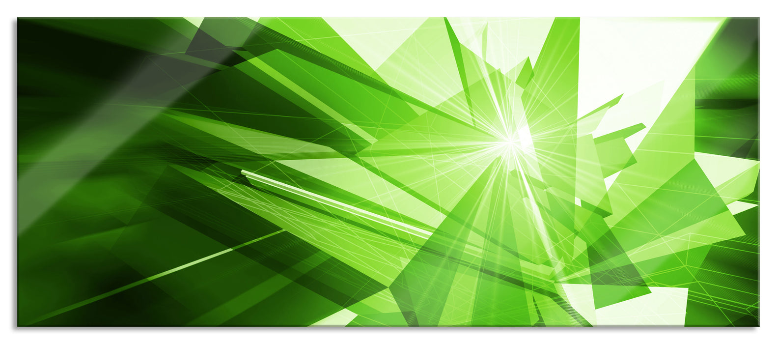 Pixxprint Abstrakt grünes Eis, Glasbild Panorama