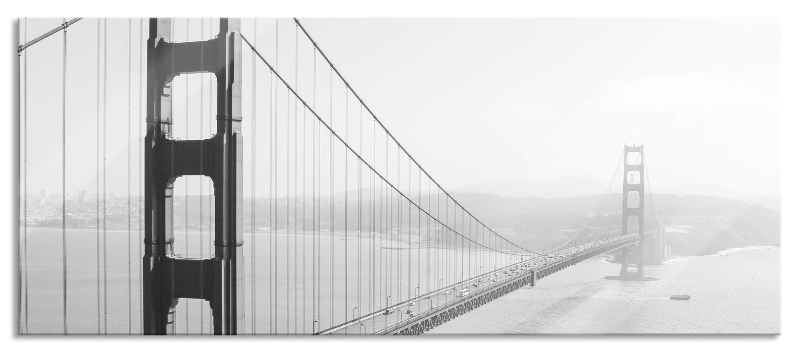 Pixxprint Golden Gate Bridge San Francisco, Glasbild Panorama