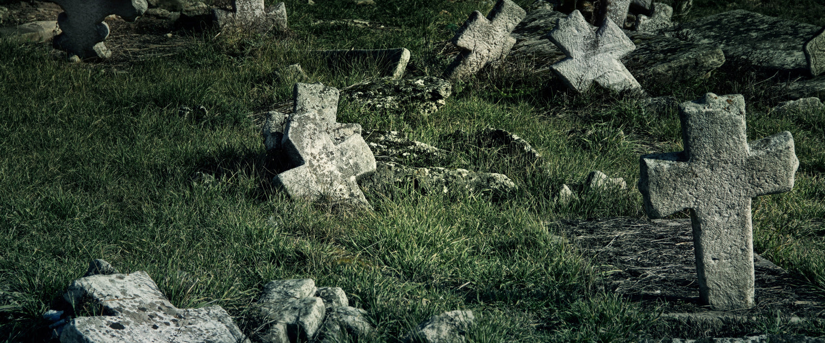 Friedhof schwarz weiß, Glasbild Panorama