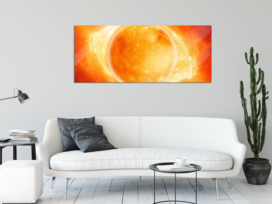 Sonne Feuerball, Glasbild Panorama