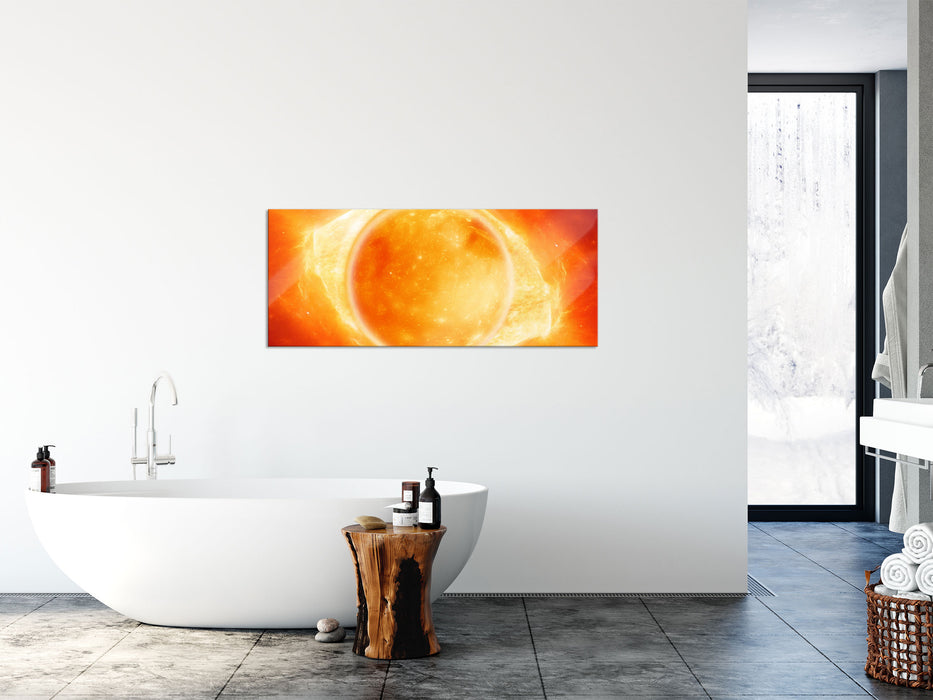 Sonne Feuerball, Glasbild Panorama