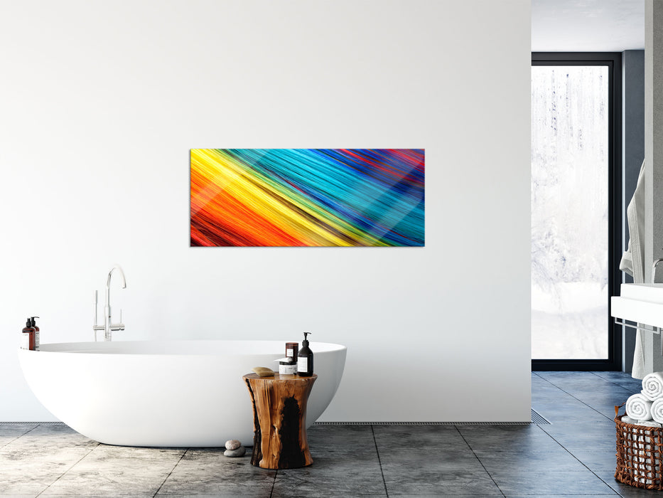 Bunte Streifen, Glasbild Panorama